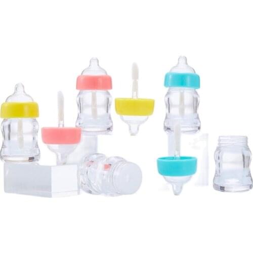 7ml Lip Gloss Containers Pink Yellow Green Cute Feeding-Bottle Lip Gloss Tubes With Wands Empty Liquid Lipstick Packaging 50pcs
