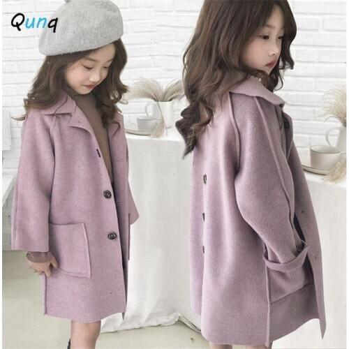 High Quality Worst Girls Coat Long Style Fall Spring Children Outerwear Fashion Solid Color Toddler Teens Kids Jackets Clothing