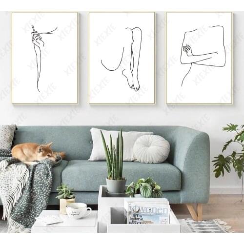 Minimalist Canvas Painting Female Body Line Wallpaper Poster Art Print Elegant Personality Craft Picture for Home Bedroom Decor