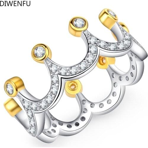 Fashion CROWN Diamond S925 Sterling Silver Rings for Women Luxury Anniversary Wedding Diamond Fine Silver Jewelry Office Gift