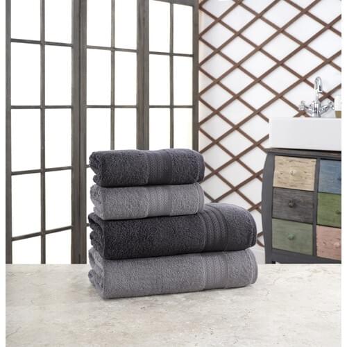 SIRMAK Hirry 70x135 cm 50x85 cm 4-Piece Bath Towel Set Anthracite Gray