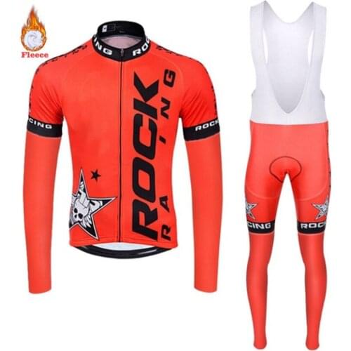 2019 New Men Winter Thermal Cycling Clothing Rock Long Sleeve Cycling Jersey Set Ropa Ciclismo MTB Bike Maillot Bike Uniform