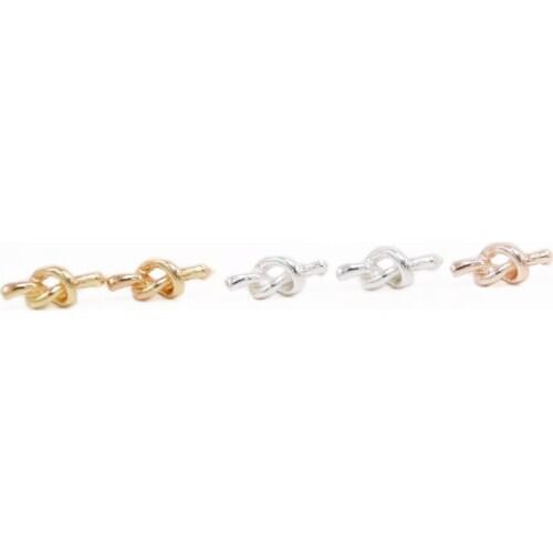 New Fashion Small Knot Stud Earring Cute Style Gold White Rose Three Color Optional For Women