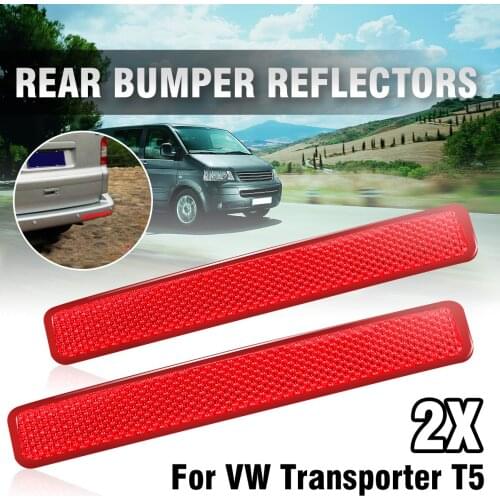 Double red rear left and right bumper reflector tail light bar brake parking warning T5 transporter
