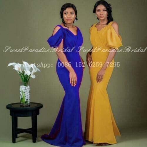 2021 Spaghetti Off Shoulder Bridesmaid Dresses Mermaid Long V Neck Sleeveless Wedding Party Dress Robe De Soiree Femme