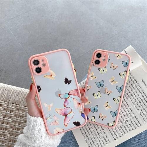 Fly butterfly art design pattern luxury Phone Cases matte transparent For iphone 7 8 11 12 plus mini x xs xr pro max cover