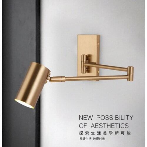 Nordic Design Long Arm LED Wall Lamp Loft Modern Sconce Wall Lights Telescopic Folding Gold Iron Luminaire Home Decor Lighting