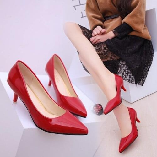 New Fashion Women High Heels Comfortable Work Shoes Pumps Small Heels Femme Shoes Black Office & Career Shoes Ladies Concise