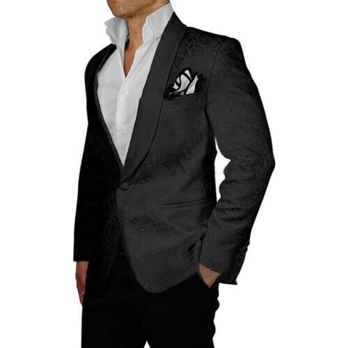 High Quality 2 Pieces Black Men Suits Formal Wedding Suits Slim Fit Best Man Mens Tuxedos Terno Masculino