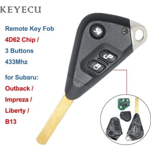 Keyecu Replacement Remote Car Key Fob 3 Buttons 433MHZ with 4D60 / 4D62 Chip for Subaru Outback Impreza Liberty B13
