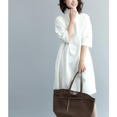 Women clothing solid dresses women dresses turtleneck short sleeve dresses european clothing mid-thick fabric plus szie