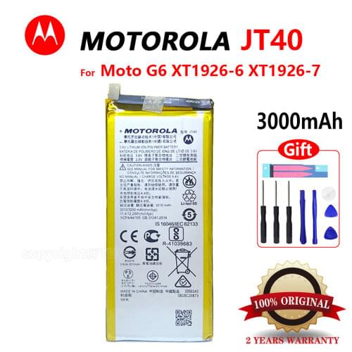 100% Genuine JT40 3200mAh For Motorola Moto G6 Plus XT1926-6 XT1926-7 Batteries Hihg quality Batteria with tracking number