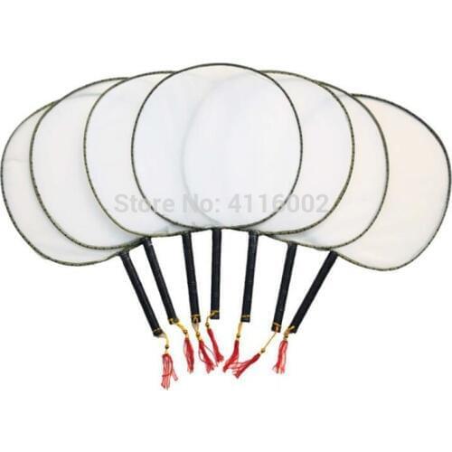 100pcs 24cm Summer Round Hand Fan Blank DIY Writing White Silk Painting Fans Wedding Party Show Gift Favor Event Supplies