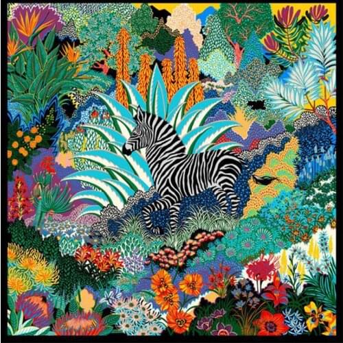 130*130cm Twill Silk Scarf Fashion Design Bandana Horse Printing Square Scarf Luxury Brand Silk Scarves Women Shawls Stoles