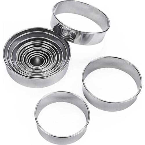 14 Pcs Open Cutter Round Cookie Molds Stainless Steel Sweet Moulds for Cooking Baking Sugar Paste and Cake Kitchen Bar 85DA