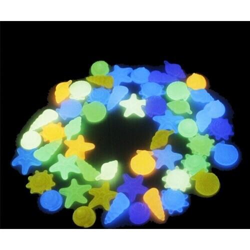 200pcs/Bag Glow in Dark Stone DIY Home Decor Luminous Pebbles Sea Conch Shell Starfish Colorful Rocks for Aquarium Fish Tank