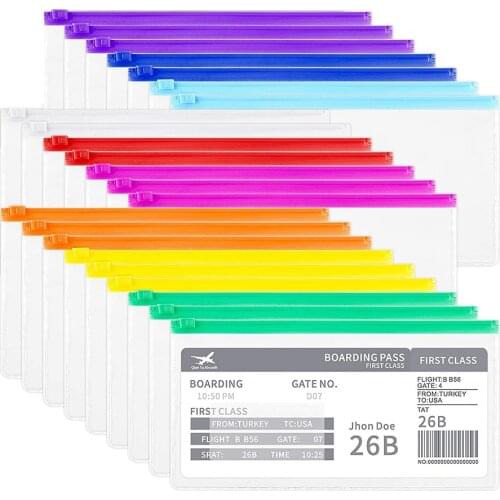 5PCS A4 A6 Size Plastic Envelopes Poly Clear Zip Envelopes Documents Organizers Bags Zipper File Folders for School Office