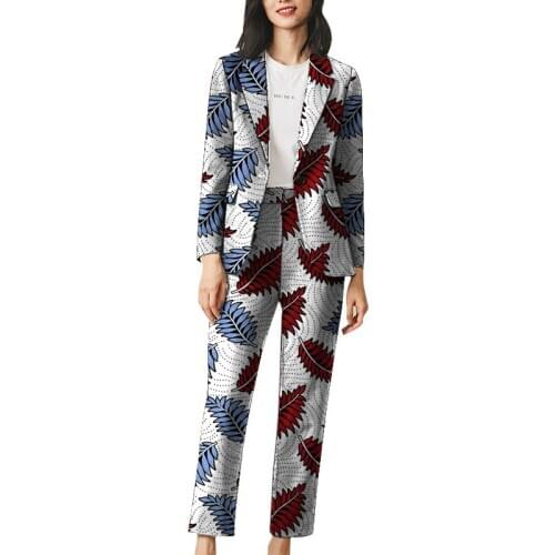 African Fashions Women Pant Suits Custom Made Ankara Outfits Female Blazers Patch Trousers Wedding Party Wears