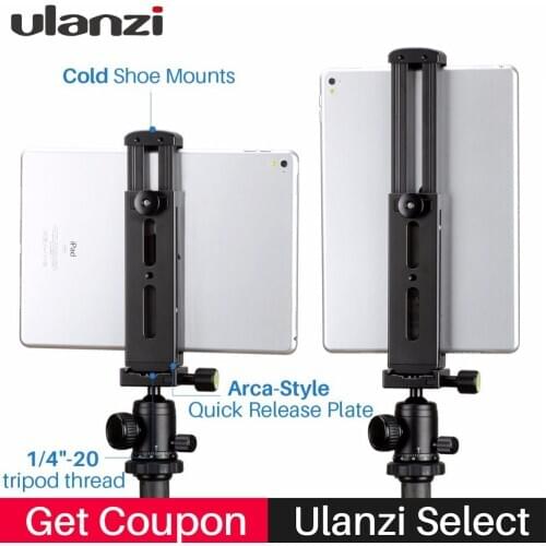 Ulanzi U-Pad Pro Aluminium Tablet Tripod Mount Holder Clamp w Cold Shoe for iPad Pro iPad Mini Air Huawei PC to Boya BY-MM1 Mic