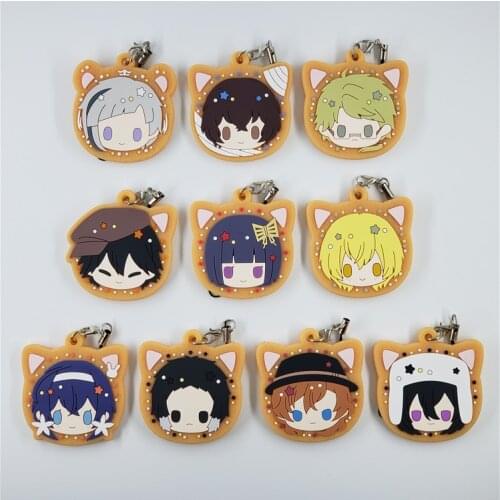 Bungo Stray Dogs Anime keychain Dazai Osamu Atsushi Nakaji Edogawa Ranpo rubber keychain keyring phone strap