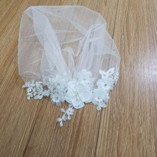 White Ivory Bride blush veil banquet ball lace veil veil handmade beaded rhinestones