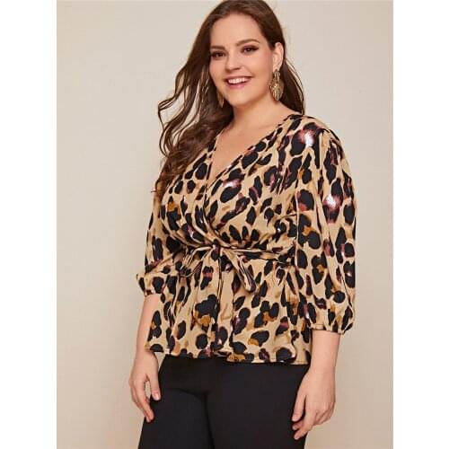 Blouse Women Casual fashion Women Leopard Print Long Sleeve Chiffon Shirt Slim Casual Blouses Feminine Clothing Plus Size 4XL