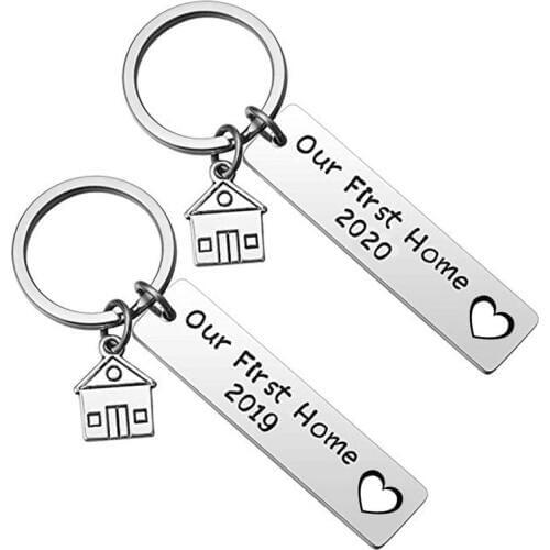 Oeinin Arrtracive Key Chain Men Our First Home 2021 Women Simple Letter Keychain Keyring Zinc Alloy Stainless Steel Brelok