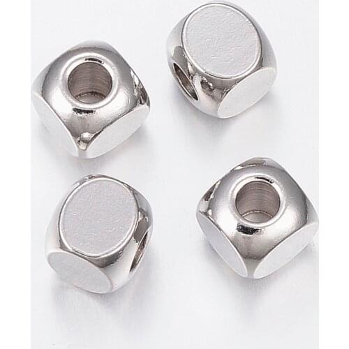 PandaHall 20pcs 2/3/4/5/6mm 304 Stainless Steel Metal Jewelry DIY Loose Findings Beads Cube
