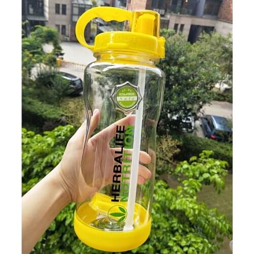 New Arrival 1000ml/2000ml broken-resistant Water Bottle Portable Herbalife Nutrition plastic portable Straw Shaker Bottle