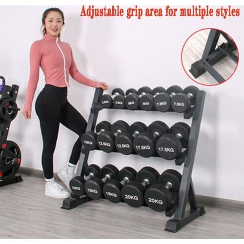 Household hexagonal adjustable double and triple dumbbell rack dumbbell set display rack dumbbell storage rack weightlifting