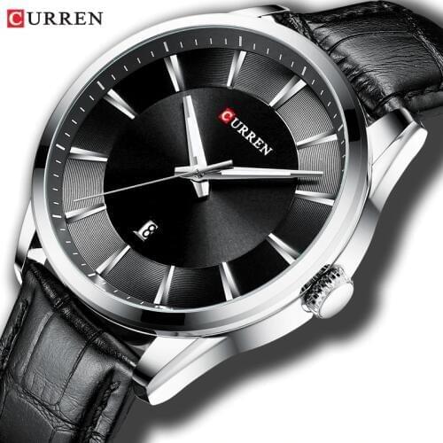 Fashion Casual Watches Clock CURREN New Men Luxury Brand Watch Simple Quartz Wristwatch with Leather Male Watches Black