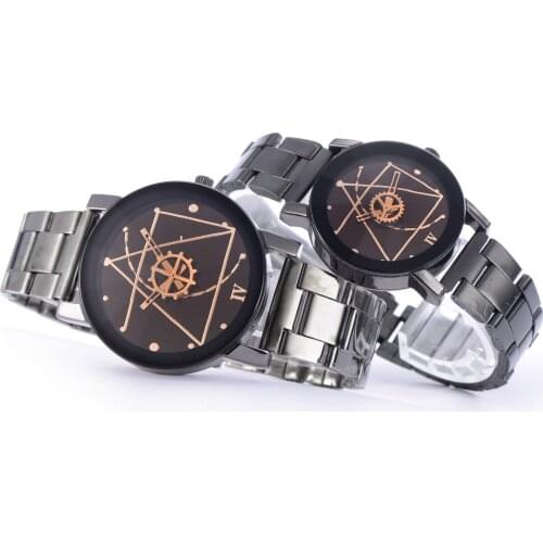 Couple Watches for Lovers Quartz Wristwatch Fashion Business Men Watch for Women Watches Tungsten Steel Coffee Gold Pair Hour