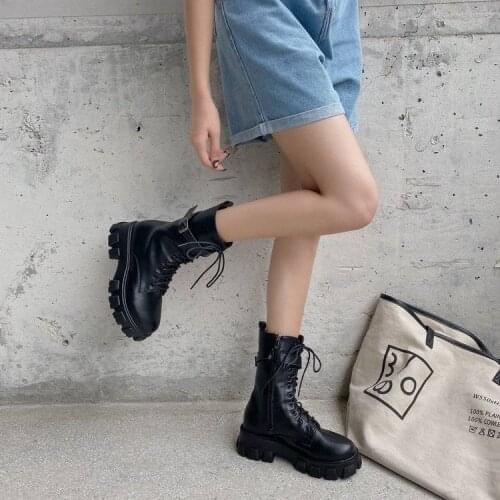 Black Patent Leather Boots for Women Lace Up Platform Boots Women Winter Keep Warm Non-slip Short Booties for Ladies