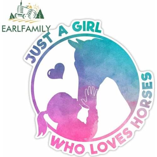 EARLFAMILY 13cm For Girls Love Their Horses Car Accessories Stickers Auto Air Conditioner Decal Personality Graphics Decor