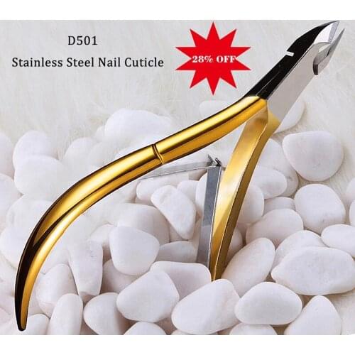 Eleanos D501 Cuticle Scissors High Quality Nail Stainless Steel Nipper Clipper Art Tool Golden Handle Vietnamese Cutter Tool