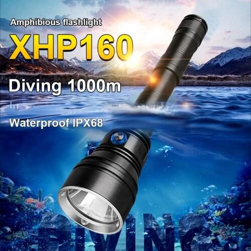 Super Bright XHP160 Most Powerful Diving Flashlight 18650 IPX68 Waterproof Hand Lamp Underwater 1000M Profession Led Torch Light