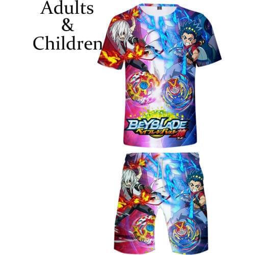 3D Print Beyblade Burst Evolution T-shirt+Beach shorts Harajuku Hip Hop Summer two-piece sets Fashion 3D boys girls Cool Clothes