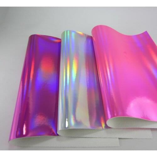 8"x11"(21cmx29cm) Iridescent Fabric Leather fabric Purple Silver Pink holographic faux leather for DIY hair bows materils K0419