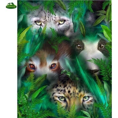 YUMEART Full Square Drill Diamond Painting Cross Stitch Tiger Eyes Rhinestone Diamond Embroidery ZKllpaper Graphics Decals