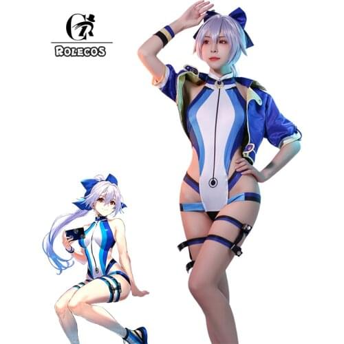 ROLECOS FGO Saber Tomoe Gozen Cosplay Costume Swimsuit Women Summer Swimwear Coat Fate Halloween Costume Sexy Outfit Full Set