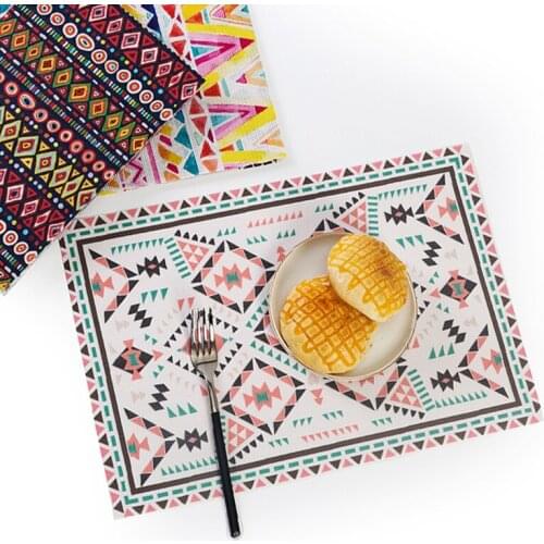 Printed PVC Placemat Bohemian Waterproof Oil-Proof Thermal Shielded Pad Hotel Household Supplies Dining Table Cushion placemat