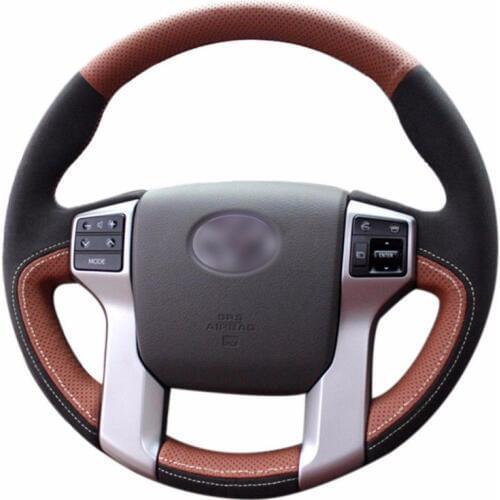 Top Leather Steering Wheel Hand-stitch on Wrap Cover For Toyota Prado/Land Cruiser 2010-2015