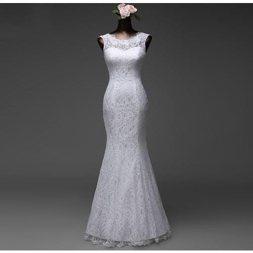 New style lace floor length Wedding dresses Mermaid sleeveless vestido de noiva Bride dresses wedding gowns