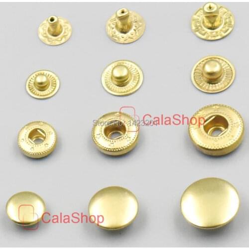 50 Sets / Lot 10mm 3/8" 12mm 1/2" 15mm 5/8" Brass Snap Fastener Rapid Rivet Button Leather Craft Sewing For Fabric Shirt