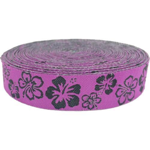 Hot! 5/8"16mm Purple Flower100% polyester Cartoon Woven Jacquard Ribbon For DIY Accessories Headwear Or DIY Dog Collar