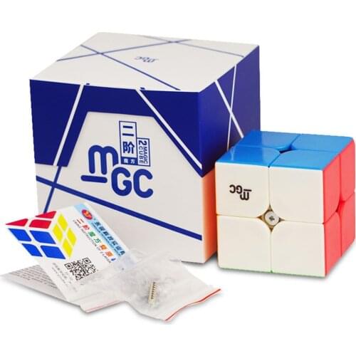 YJ MGC 2x2 Magnetic Magic Cube Black or Stickerless YongJun MGC 2x2x2 Speed Cube for Brain Training Toys For Children Kids