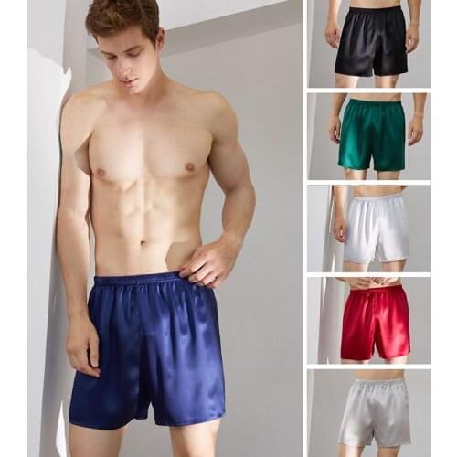 Mens Silk Shorts Boxer Pants 100 % Mulberry Silk Beach Pants Comfortable And Breathable Outside Wear