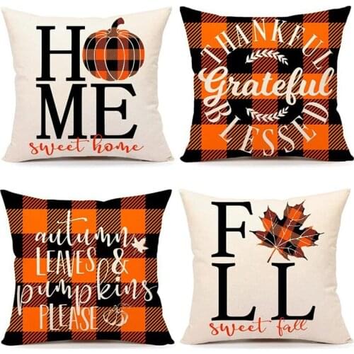 Fall Decor Pillow Covers 18x18 Set of 4 Outdoor Decorative Farmhouse Pillow Covers for Home Couch Decor