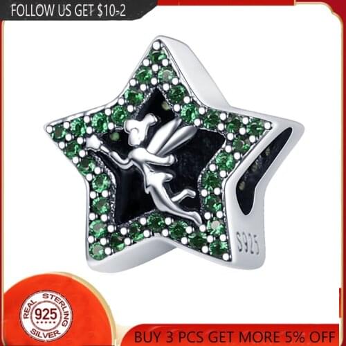 NEW 100% 925 Sterling Silver Angel Pentagram Beads Charms Fit Original Pandora Bracelets Bangle Make DIY For Women Jewelry Gif