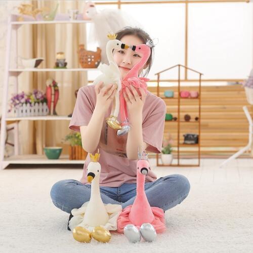 2018 New Swan Plush Toys Cute Flamingo Doll Stuffed Soft Animal Doll Ballet Swan with Crown Baby Kids Appease Toy Gift for Girl